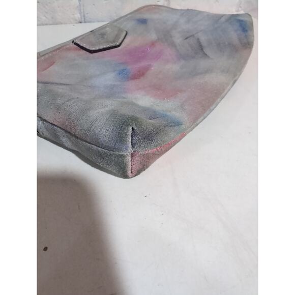 Aimee Kestenberg Gala Double Zip Violet Brushed Metallic Genuine Leather Clutch - Picture 9 of 16